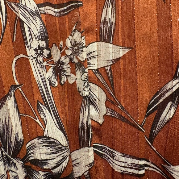 Just Taylor Brown Floral Bronze Metallic Thread Dress NWOT Size 6 - Picture 10 of 13